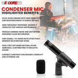 5Core Instrument Microphone Professional XLR Cardioid Pencil Stick Condenser Mic Black