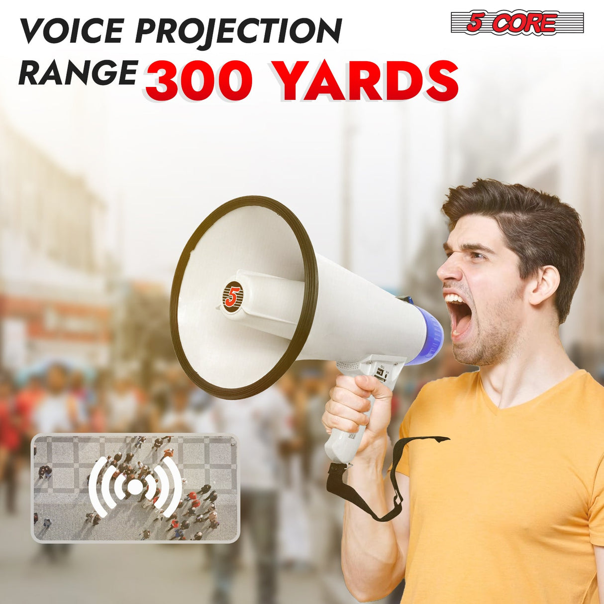 5Core Megaphone Bullhorn Speaker 20W Bull Horn Battery Power Cheer Megafono Loudspeaker USB