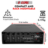 5Core Amplifier Home Audio Stereo Receiver PA Speaker Microphone Surround Sound Amp