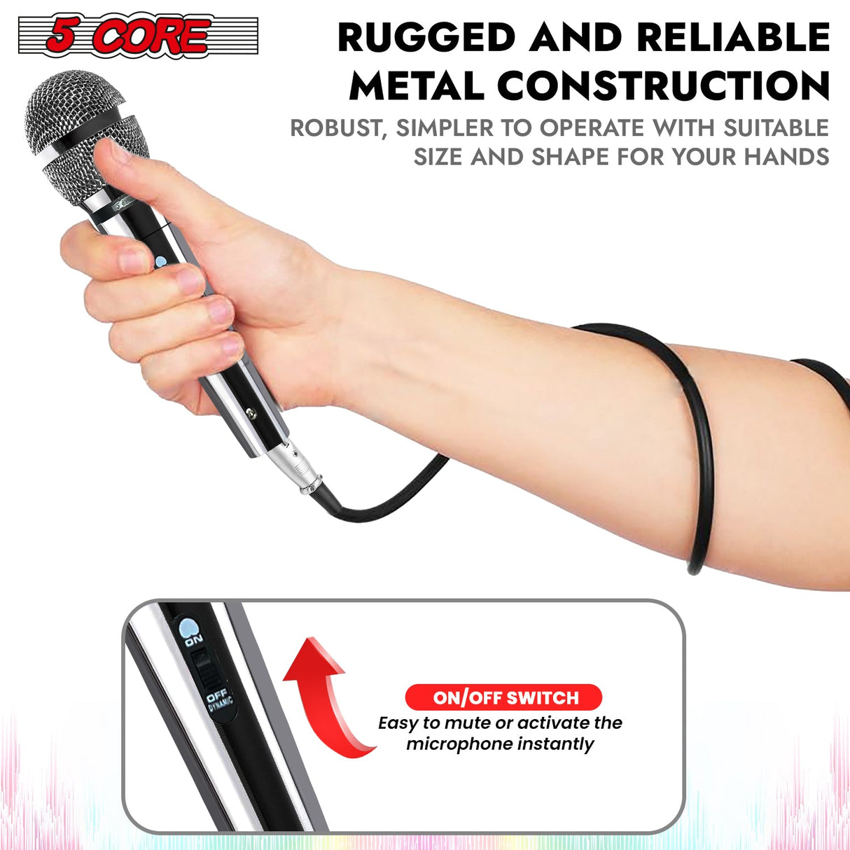 5Core XLR Microphone Dynamic Mic Karaoke Singing Studio Microfono Handheld Mics