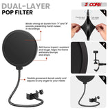 5Core Microphone Stand Suspension Desk Scissor Boom Arm 16" Shock Mount Pop Filter