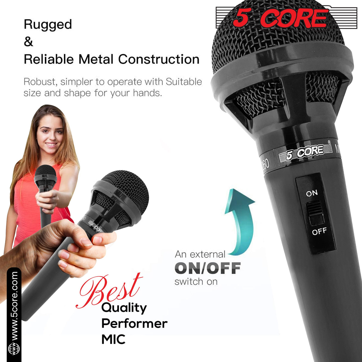 5Core XLR Microphone Dynamic Mic Karaoke Singing Studio Mics Handheld Microfono