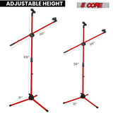5Core Tripod Mic Stand Adjustable Heavy Duty Floor Holder Microphone Boom Arm RED