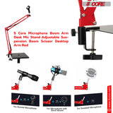 5Core Microphone Boom Arm Desk Mic Stand Adjustable Clamp Suspension Boom Stands RED