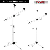 5Core Tripod Mic Stand Adjustable Heavy Duty Floor Holder Microphone Boom Arm WHITE