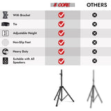 5Core Speaker Stand Tripod Floor Short Adjustable DJ Studio Monitor Stands Pole Mount BLACK