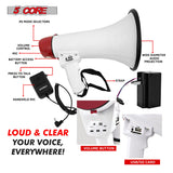 5Core Megaphone Bullhorn Speaker 50W Bull Horn Rechargeable Cheer Megafono 300 Meter