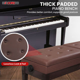 5 Core Duet Piano Bench 3.5 Inch Padded Cushioned Stool Wooden Heavy Duty Musician Chair w Storage