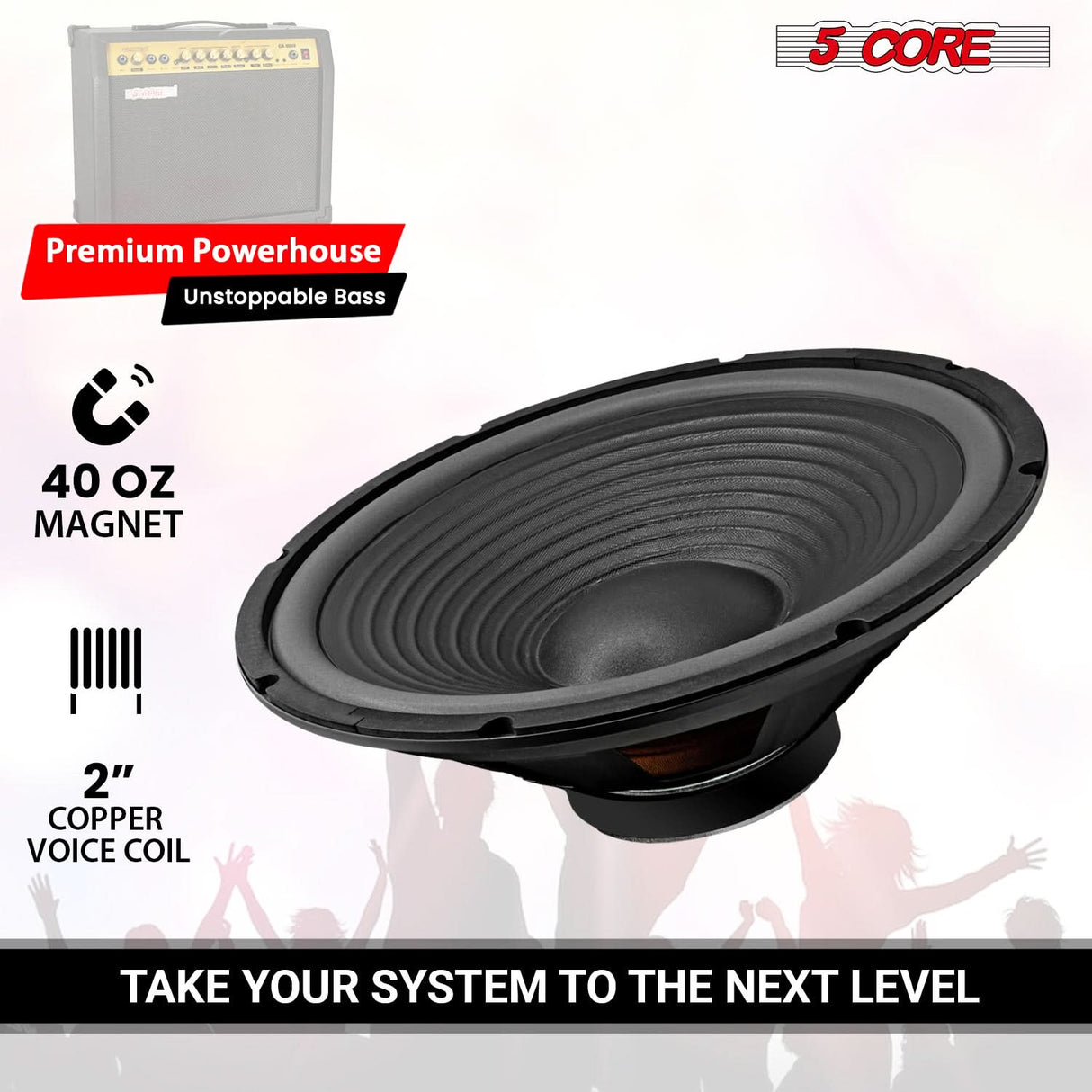 5 Core 15 Inch Guitar Speaker Replacement 450W 4 Ohm Low Distortion for Electric Guitar Amp Cabinet