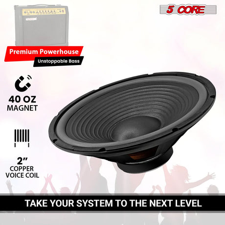 5 Core 15 Inch Guitar Speaker Replacement 450W 4 Ohm Low Distortion for Electric Guitar Amp Cabinet