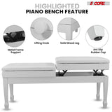 5 Core Duet Piano Bench 3.5 Inch Padded Cushioned Stool Wooden Heavy Duty Musician Chair w Storage