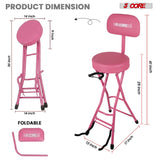 5Core Guitar Stool 3.15" Padded Chair w Backrest Foldable Music Seat Built in Foot Rest Guitar Stand