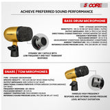 5 Core Conga Mic Snare Tom Set Professional XLR Cardioid Condenser Instrument Microphone Kit