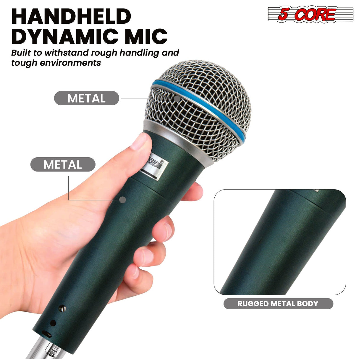 5 Core Microphone Professional Dynamic Mic Karaoke Singing XLR Wired Micrófono