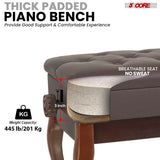 5 Core Piano Bench 3" Padded Cushioned Stool Wooden Heavy Duty Adjustable Musician Chair w Storage
