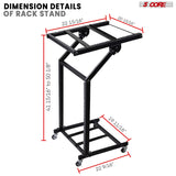 5Core DJ Mixer Stand 12U Adjustable Rack Mount Rolling Stage Cart Pro Audio Studio Equipment w Wheel