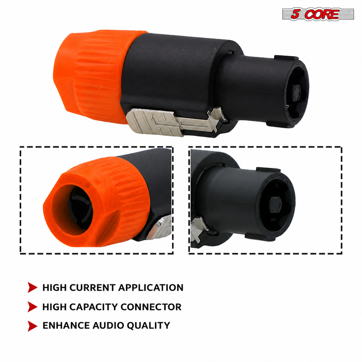 5Core Speakon Adapter High Quality Audio Jack Male Audio Pin Speaker Adapter Connector