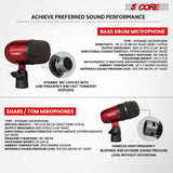5 Core Conga Mic Snare Tom Set Professional XLR Cardioid Condenser Instrument Microphone Kit