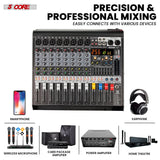 5 Core Audio Mixer 8 Channel DJ Soundboard USB Interface Bluetooth Mixing Console w 99 DSP Effect