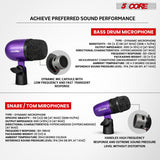 5 Core Conga Mic Snare Tom Set Professional XLR Cardioid Condenser Instrument Microphone Kit
