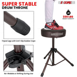 5 Core Drum Throne 3" Thick Padded Memory Foam Comfortable Drummer Stool 330Lb Capacity Adjustable
