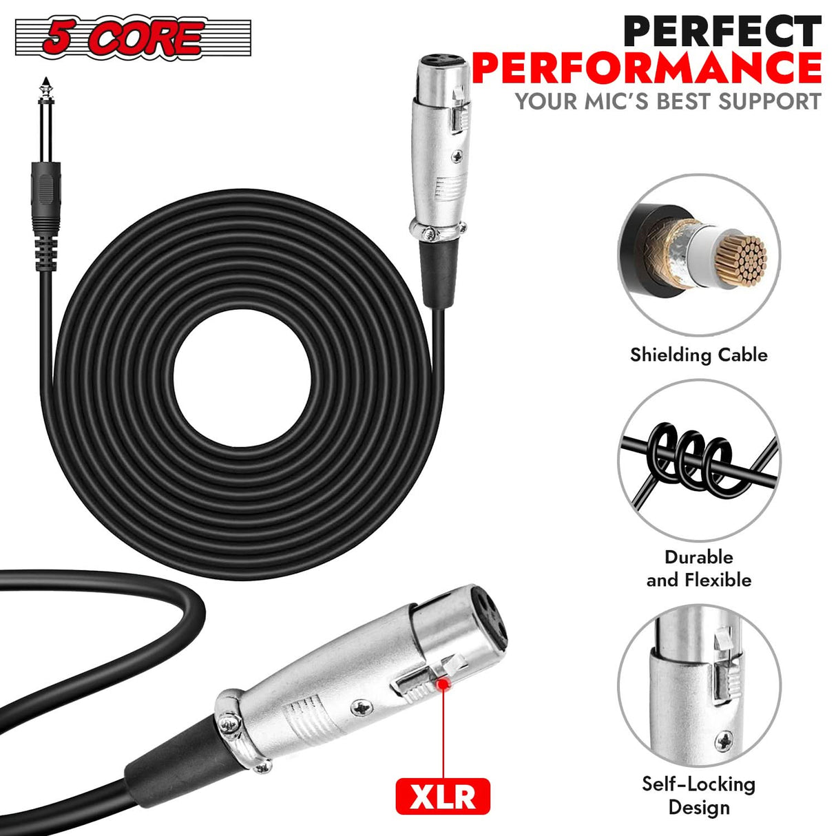 User-friendly XLR microphone cable with secure 3-pin connection