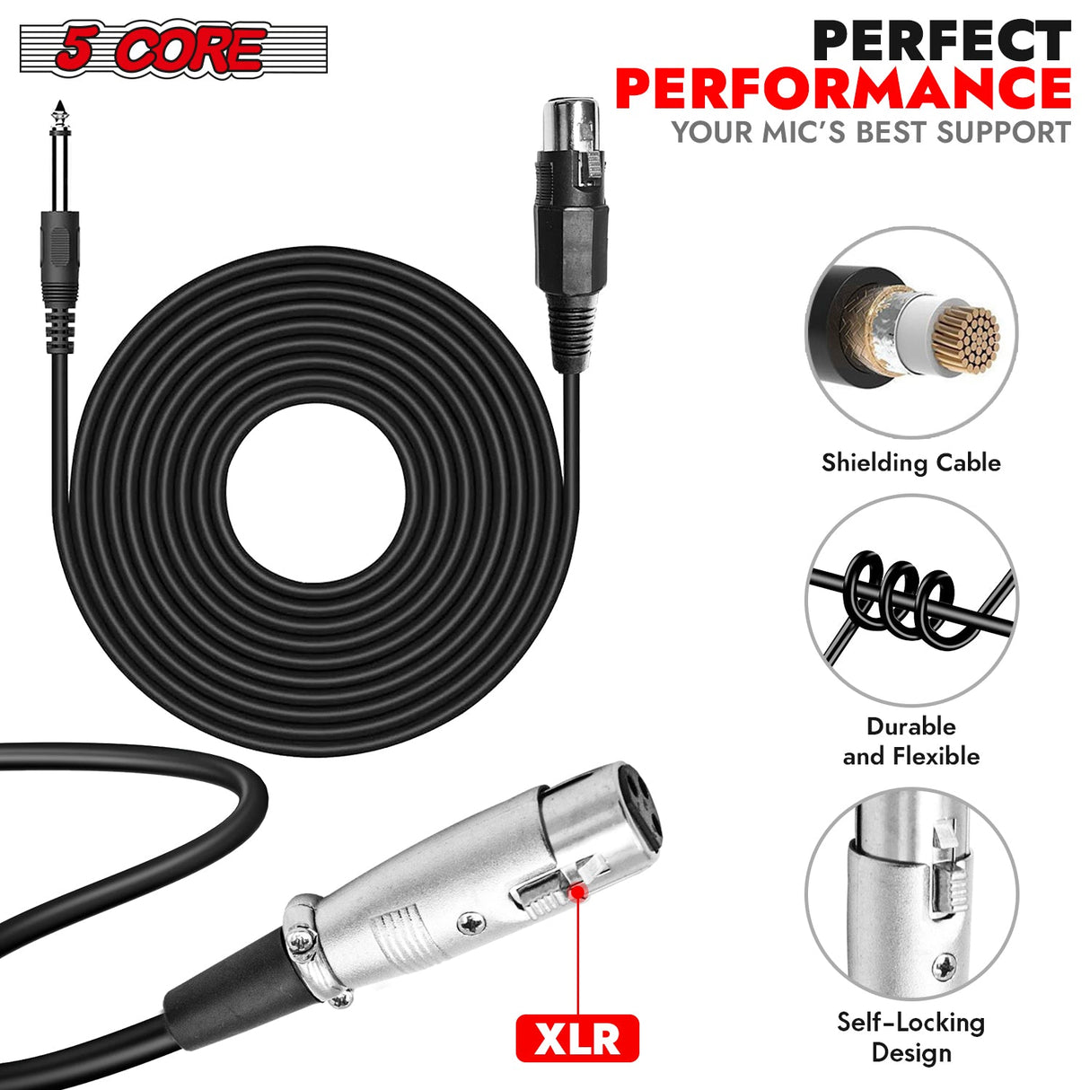 5Core XLR Microphone Dynamic Mic Karaoke Singing Studio Mics Handheld Microfono