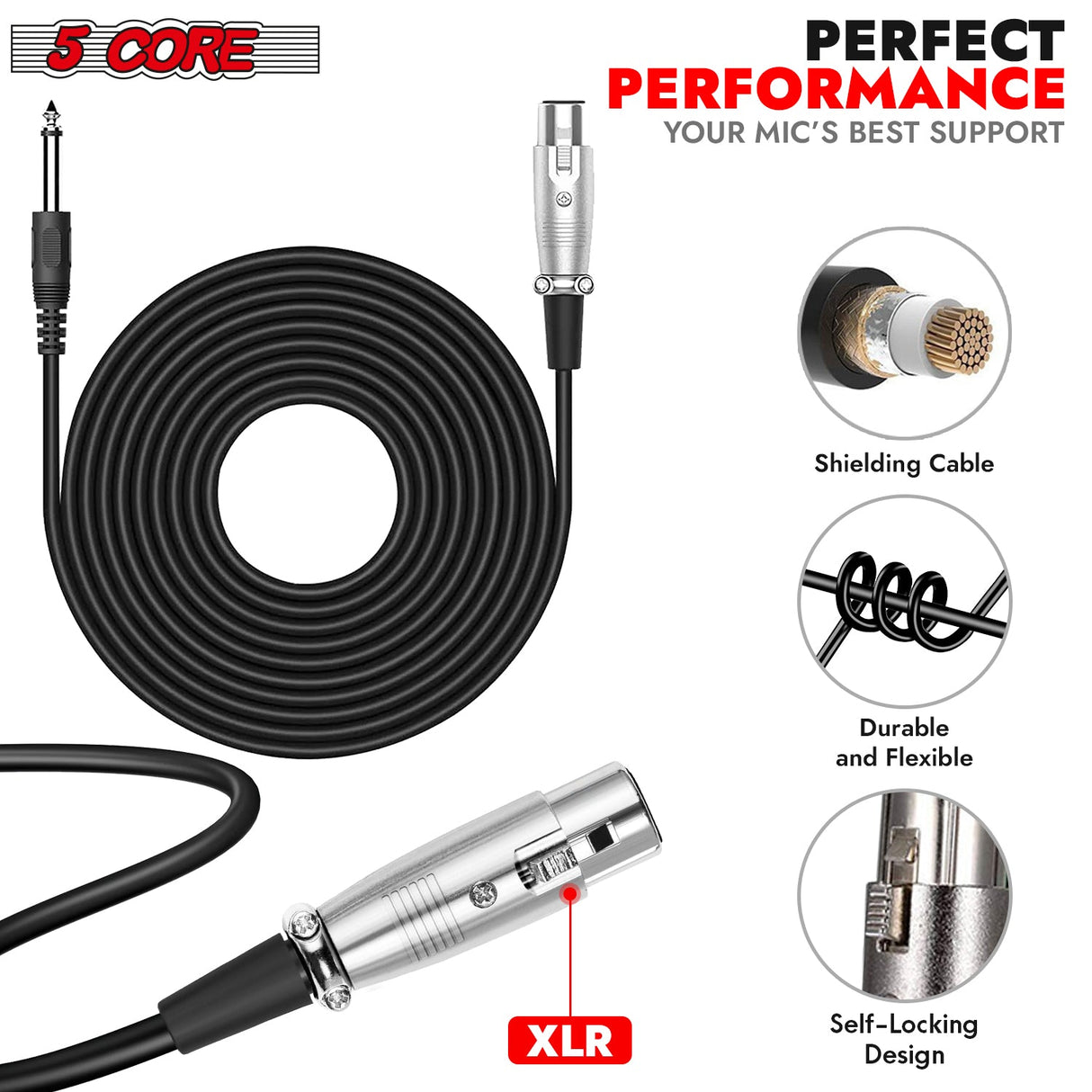 5Core XLR Microphone Dynamic Mic Karaoke Singing Studio Mics Handheld Microfono