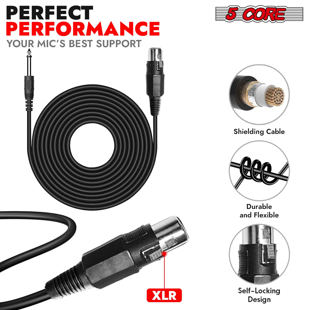 5Core XLR Microphone Dynamic Mic Karaoke Singing Studio Mics Handheld Microfono