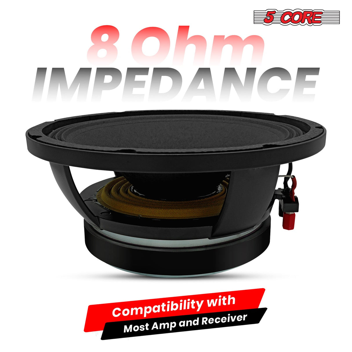 5 Core 10" Subwoofer Speaker 300W RMS Full Range Audio PA DJ Sub Woofer 8Ohm Bass Replacement Driver