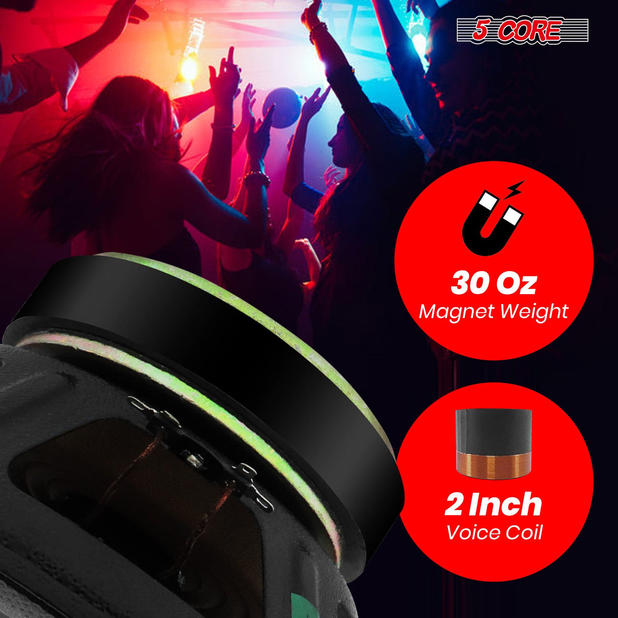 5 Core 10" Subwoofer 2Pc 600W PA DJ Sub Woofer Speaker 8Ohm Deep Bass Audio Replacement Loud Speaker