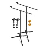 5 Core Microphone Stand Pair Floor 72" Adjustable w Telescoping Boom Arm