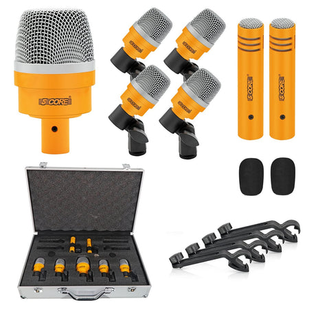 5Core Drum Mic Kit 7 Pcs Kick Bass Tom Snare Dynamic Microphone Instrument Mics Set Yellow