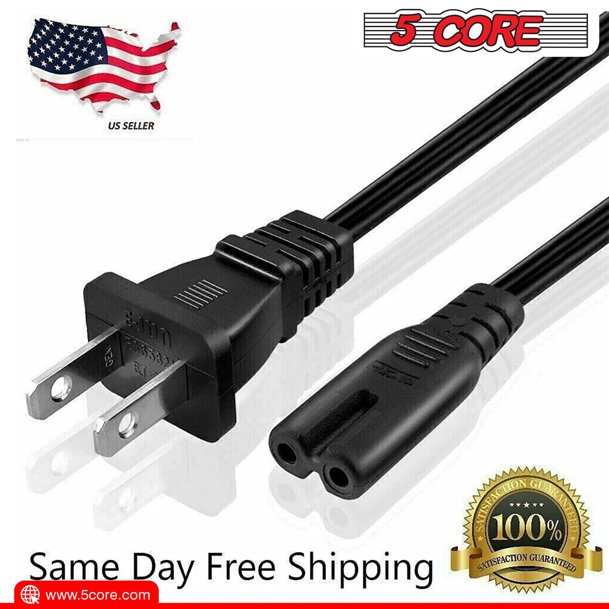 5Core power cord with secure polarized plug