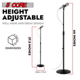5 Core Mic Stand Pair Round Base Height Adjustable Universal Microphone Mount Stands