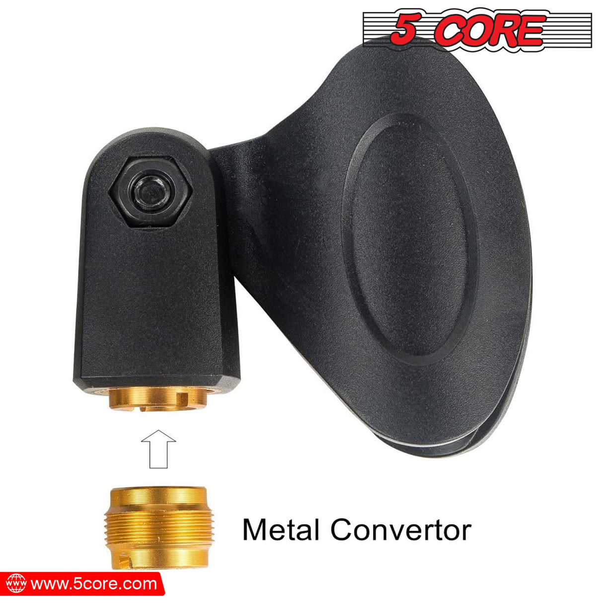 5 Core Microphone Clip Holder 2 Pieces with Screw Adapters 5/8 to 3/8 Inch