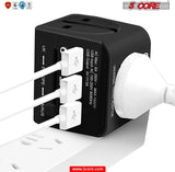 5 Core Universal Travel Adapter Worldwide w 3 USB Ports International Power Adopter for US EU UK AUS