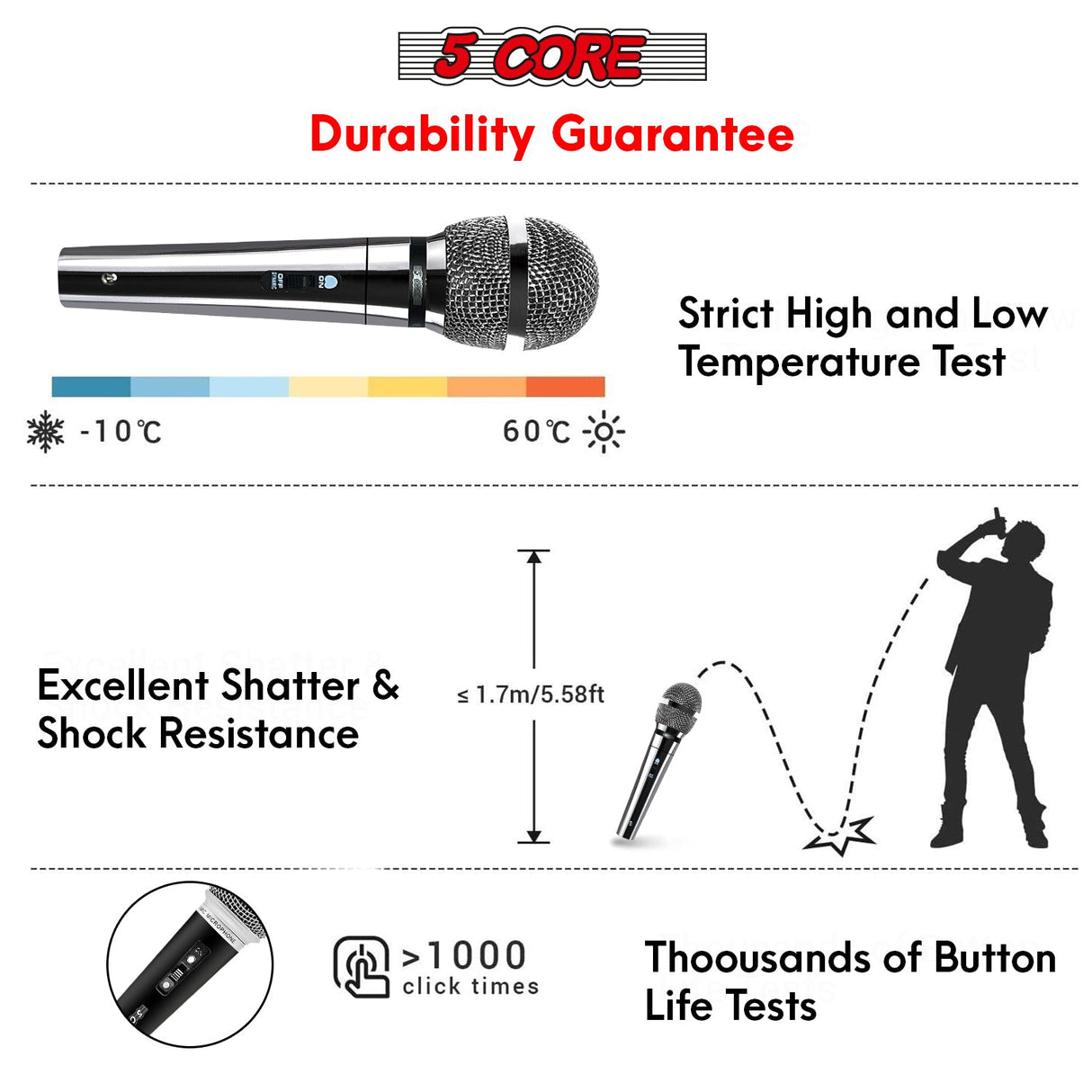 5Core XLR Microphone Dynamic Mic Karaoke Singing Studio Microfono Handheld Mics