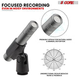 5Core Instrument Microphone Professional XLR Cardioid Pencil Stick Condenser Mic Grey