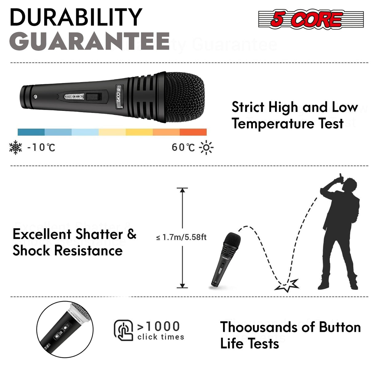 5Core XLR Microphone Dynamic Mic Karaoke Singing Studio Microfono Handheld Mics