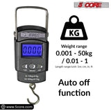 5Core Digital Fishing Scale 110lb/50kg Hanging Luggage Weighing Scales w Measuring Tape