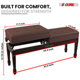 5 Core Duet Piano Bench 3.5 Inch Padded Cushioned Stool Wooden Heavy Duty Musician Chair w Storage