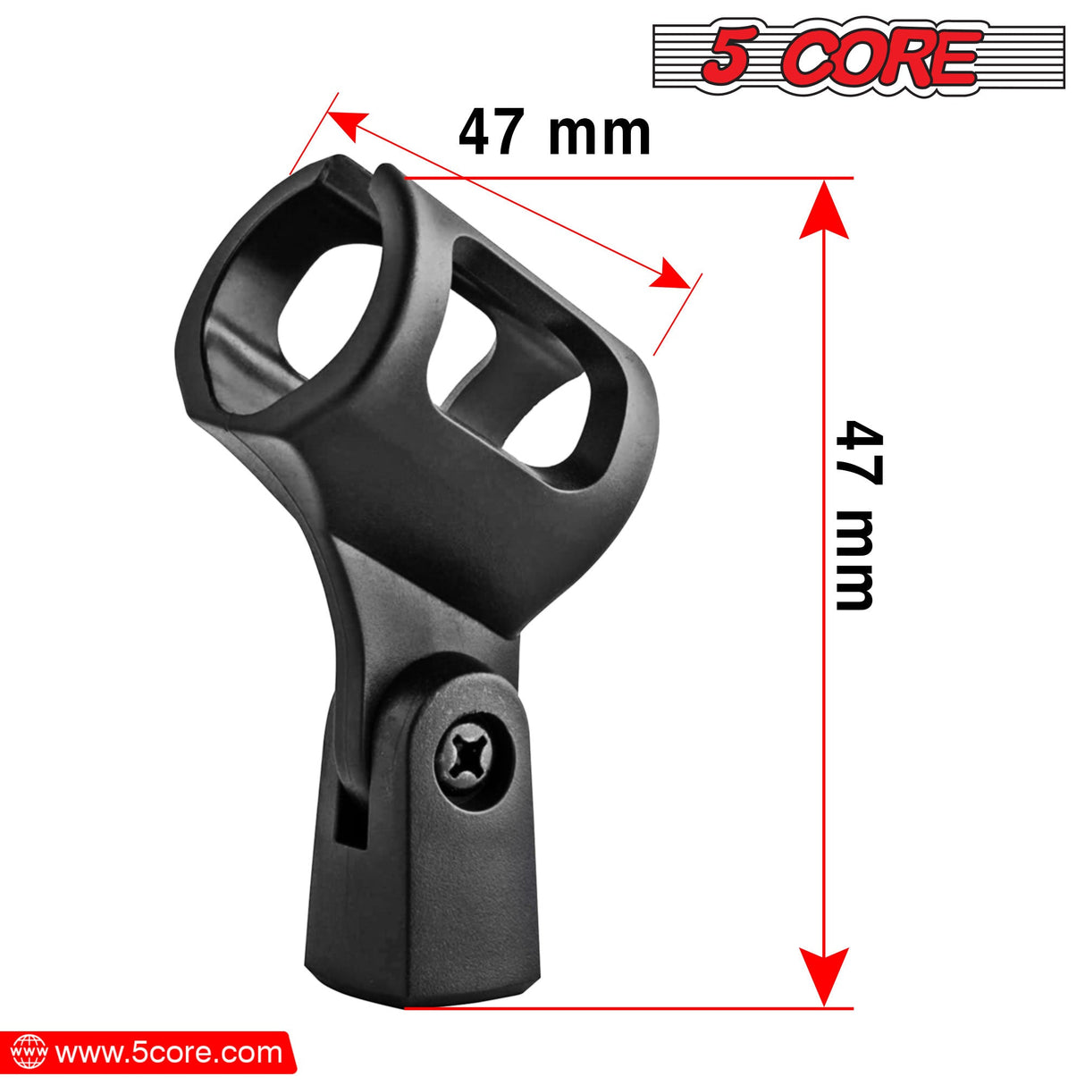 5 Core Microphone Clip Holder 2 Pieces with Screw Adapters 5/8 to 3/8 Inch