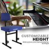 5 Core Piano Bench 3" Padded Cushioned Stool w Backrest Heavy Duty Musician Chair Height Adjustable