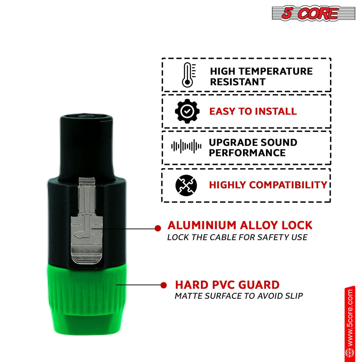 5 Core Speakon Adapter 6 Pack High Quality Audio Jack Male Audio Pin Speaker Adapter Connector