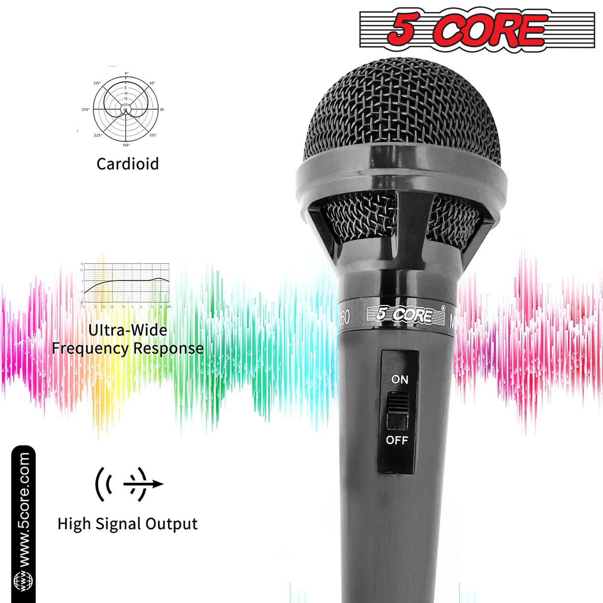 5Core XLR Microphone Dynamic Mic Karaoke Singing Studio Mics Handheld Microfono