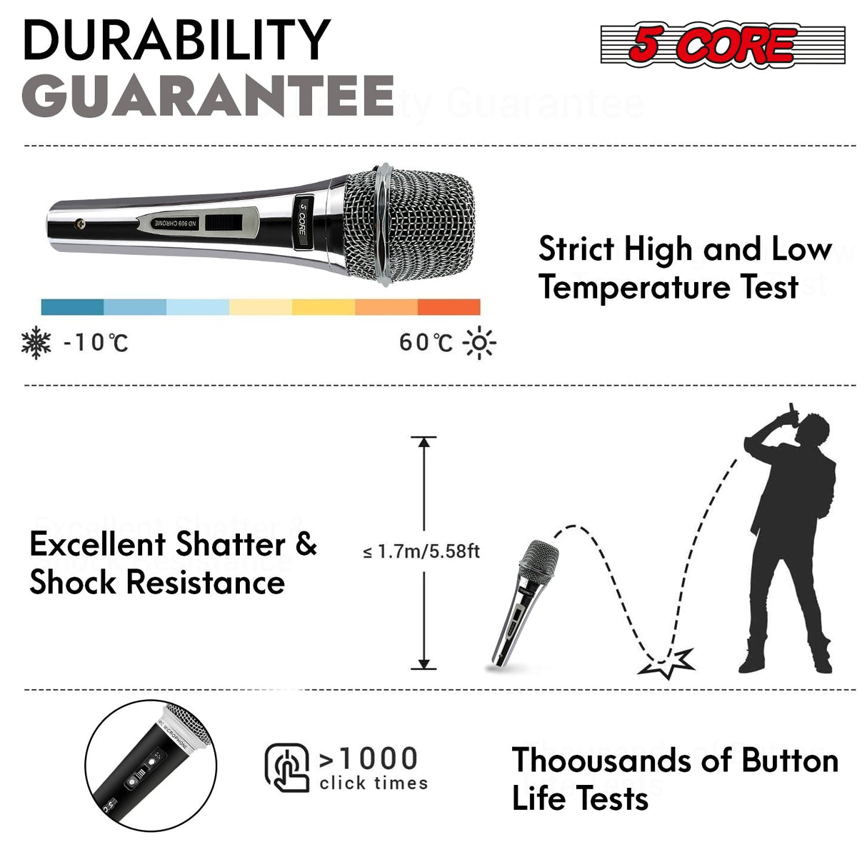 5Core XLR Microphone Dynamic Mic Karaoke Singing Studio Microfono Handheld Mics