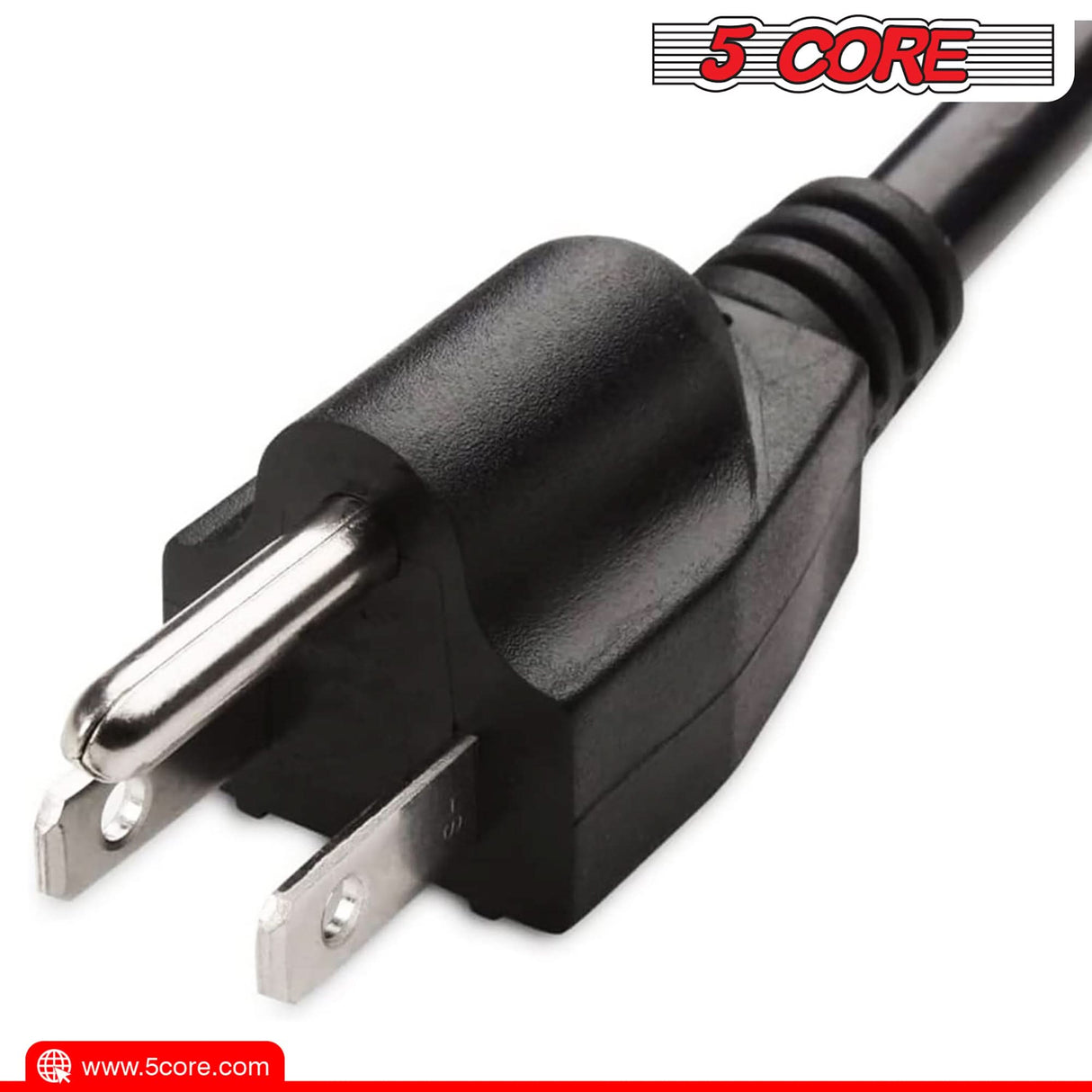 5Core AC Power Extension Cord 10Ft 3 Prong Adapter 16AWG/2C 125V 13A US Male to Female