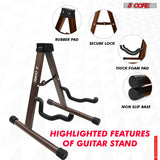 5Core Guitar Stand Floor A Frame Electric Acoustic Bass Soporte Para Guitarra BROWN