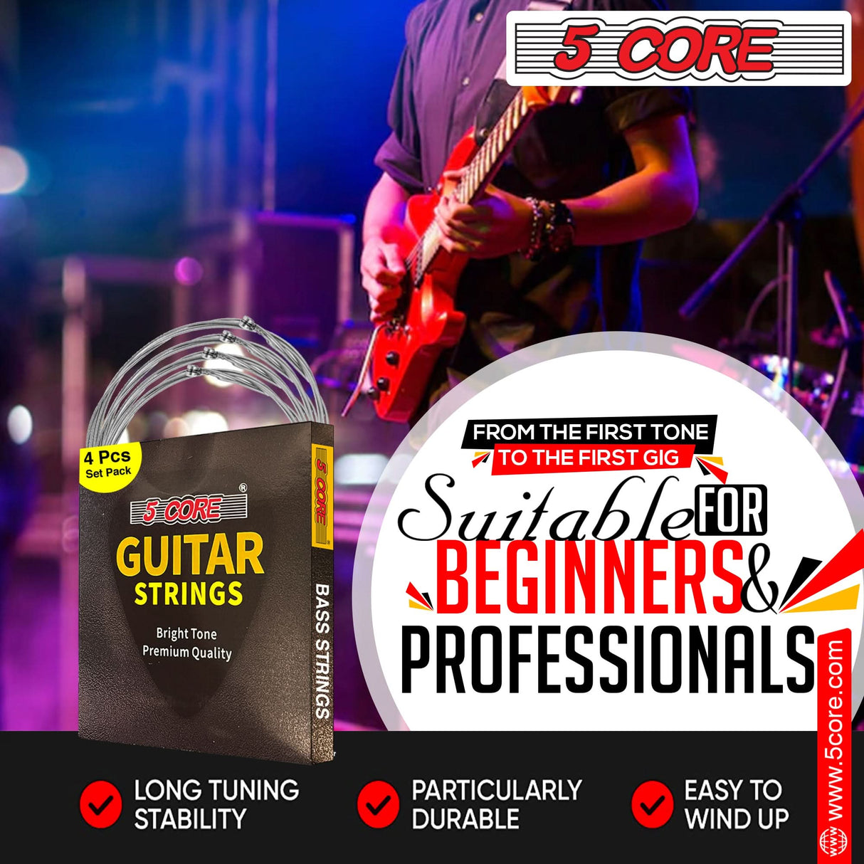 Long-lasting electric guitar strings with clear tone
